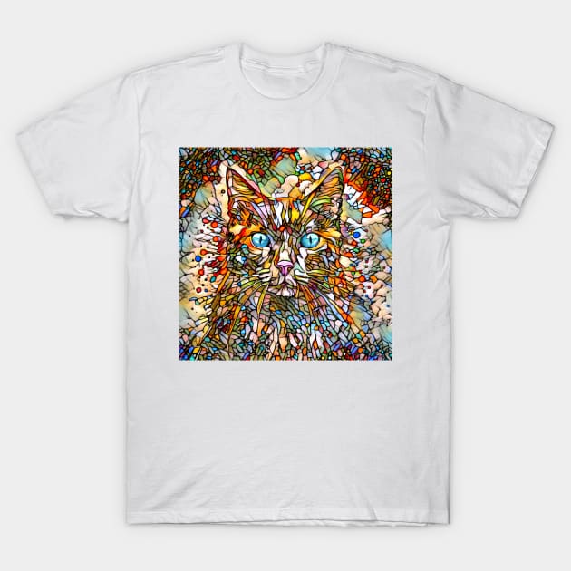 Mosaic Cat 704 Stained Glass style Multicolor T-Shirt by artbylucie